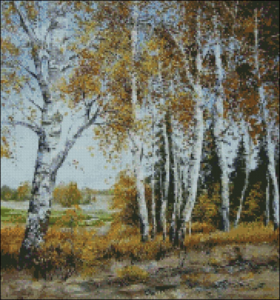 Russia Seasons Scenery 1 - Counted Cross Stitch Patterns Embroidery Crafts Needlework DIY Chart DMC Color