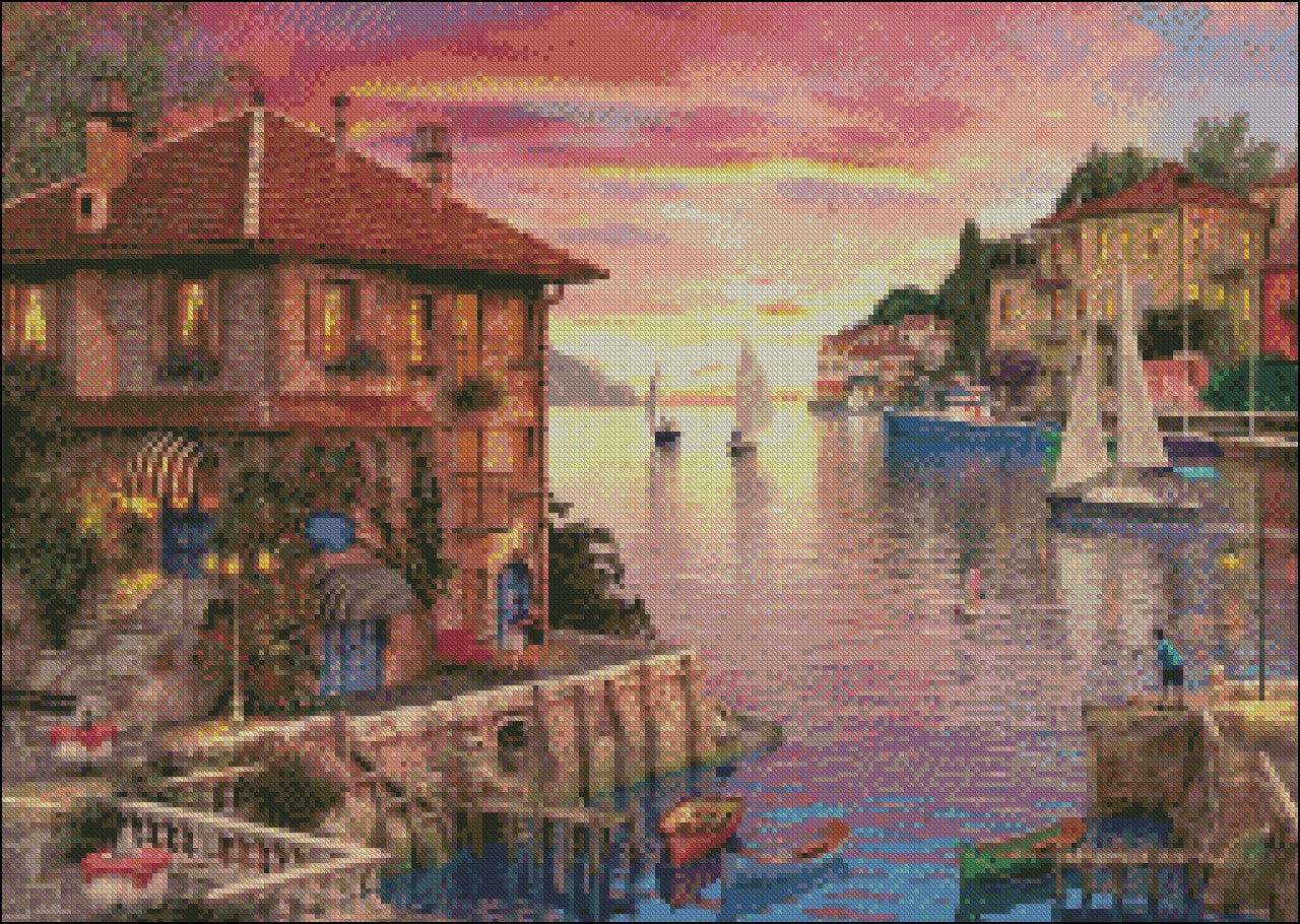 The Mediterranean Harbour - Counted Cross Stitch Patterns Embroidery Crafts Needlework DIY Chart DMC Color