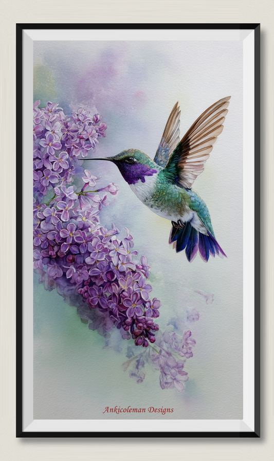 Hummingbird and Lilac - Counted Cross Stitch Patterns Embroidery Crafts Needlework DIY Chart DMC Color