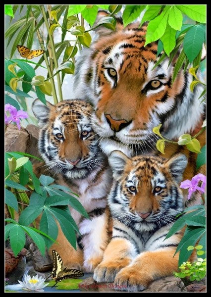 Tiger Collection 14 - Counted Cross Stitch Patterns Embroidery Crafts Needlework DIY Chart DMC Color