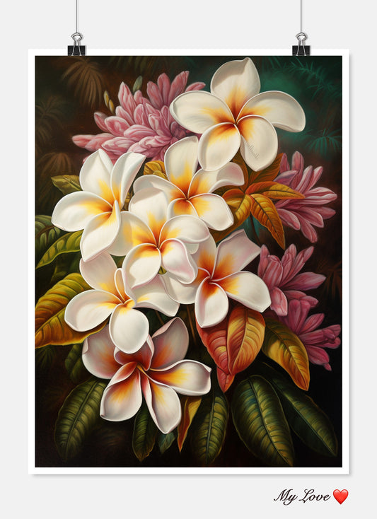 Plumerias 1 - Counted Cross Stitch Patterns Embroidery Crafts Needlework DIY Chart DMC Color