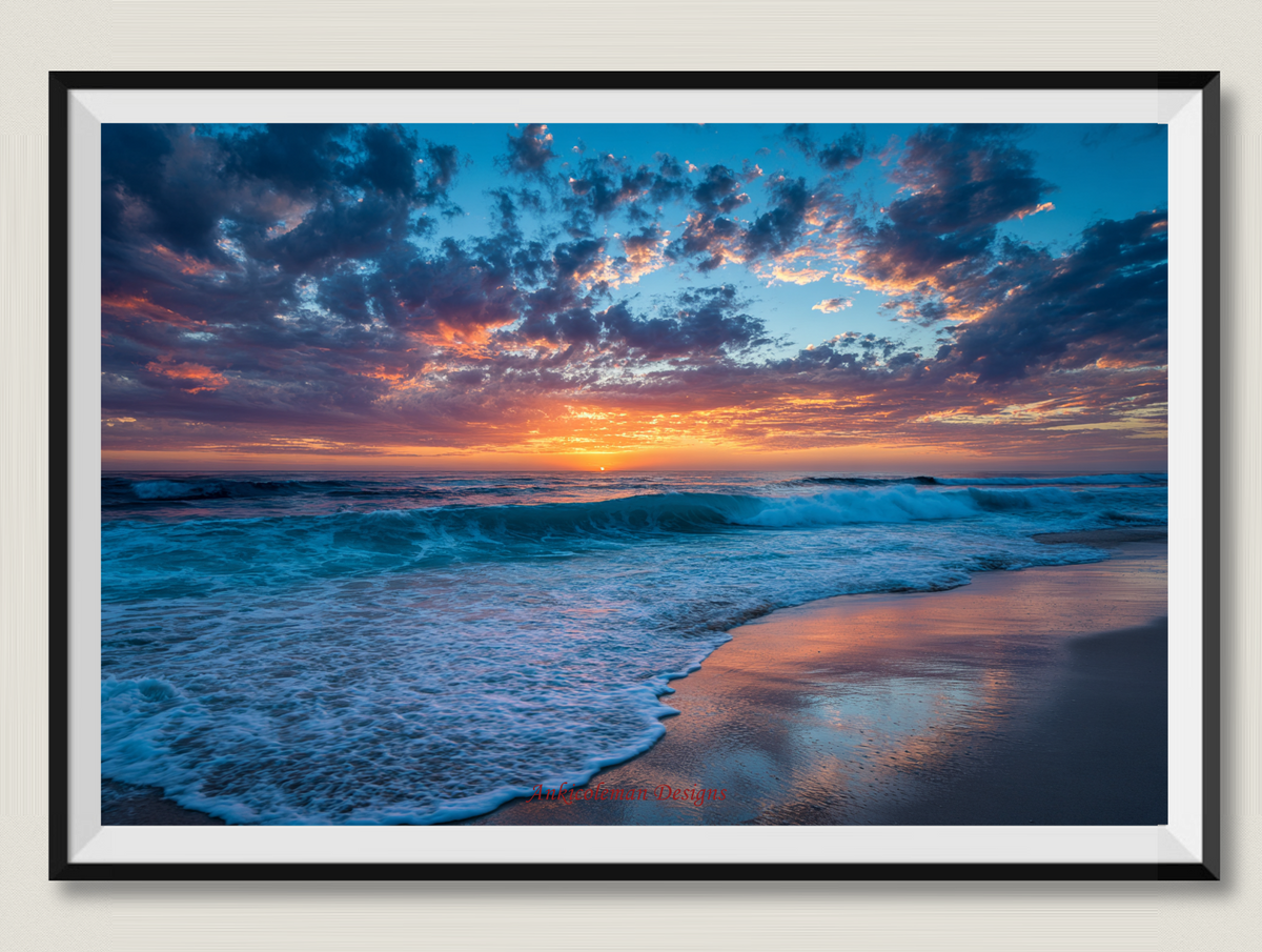 Stunning Sunset over the Ocean - Counted Cross Stitch Patterns Embroidery Crafts Needlework DIY Chart DMC Color