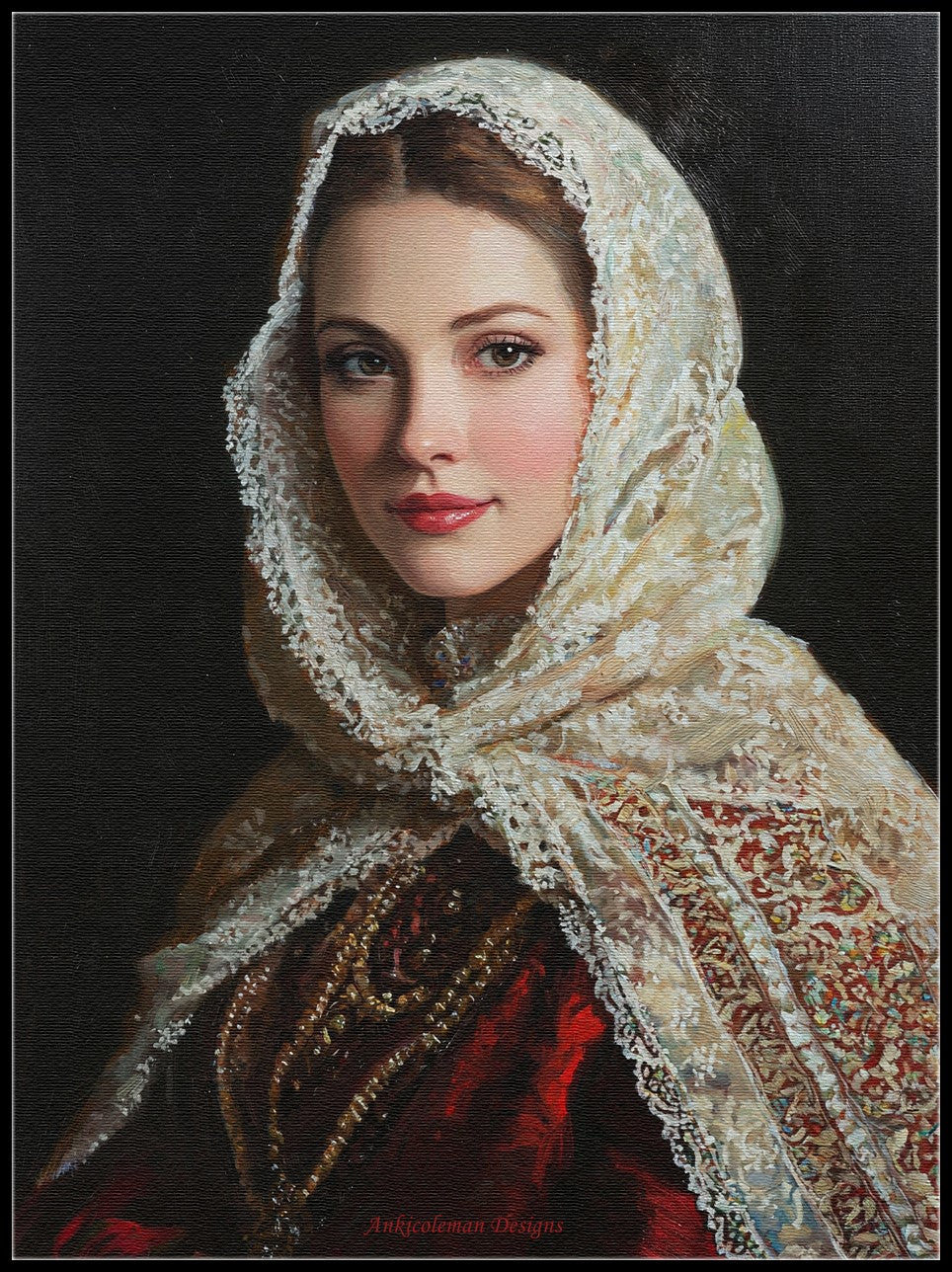 Elegant Russian Lady 2 - Counted Cross Stitch Patterns Embroidery Crafts Needlework DIY Chart DMC Color