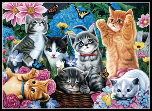 Playtime in the Garden - Counted Cross Stitch Patterns Embroidery Crafts Needlework DIY Chart DMC Color