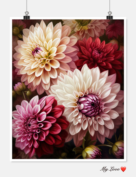 Dahlia Dreams - Counted Cross Stitch Patterns Embroidery Crafts Needlework DIY Chart DMC Color