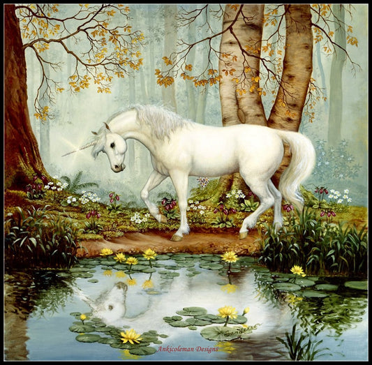 Unicorn Forest - Counted Cross Stitch Patterns Embroidery Crafts Needlework DIY Chart DMC Color