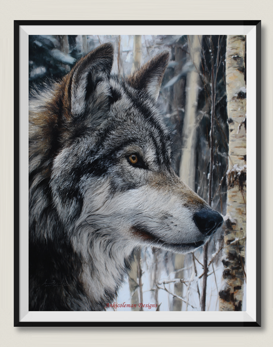 Wolf in Birches - Counted Cross Stitch Patterns Embroidery Crafts Needlework DIY Chart DMC Color