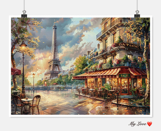 Bistro De Paris - Counted Cross Stitch Patterns Embroidery Crafts Needlework DIY Chart DMC Color