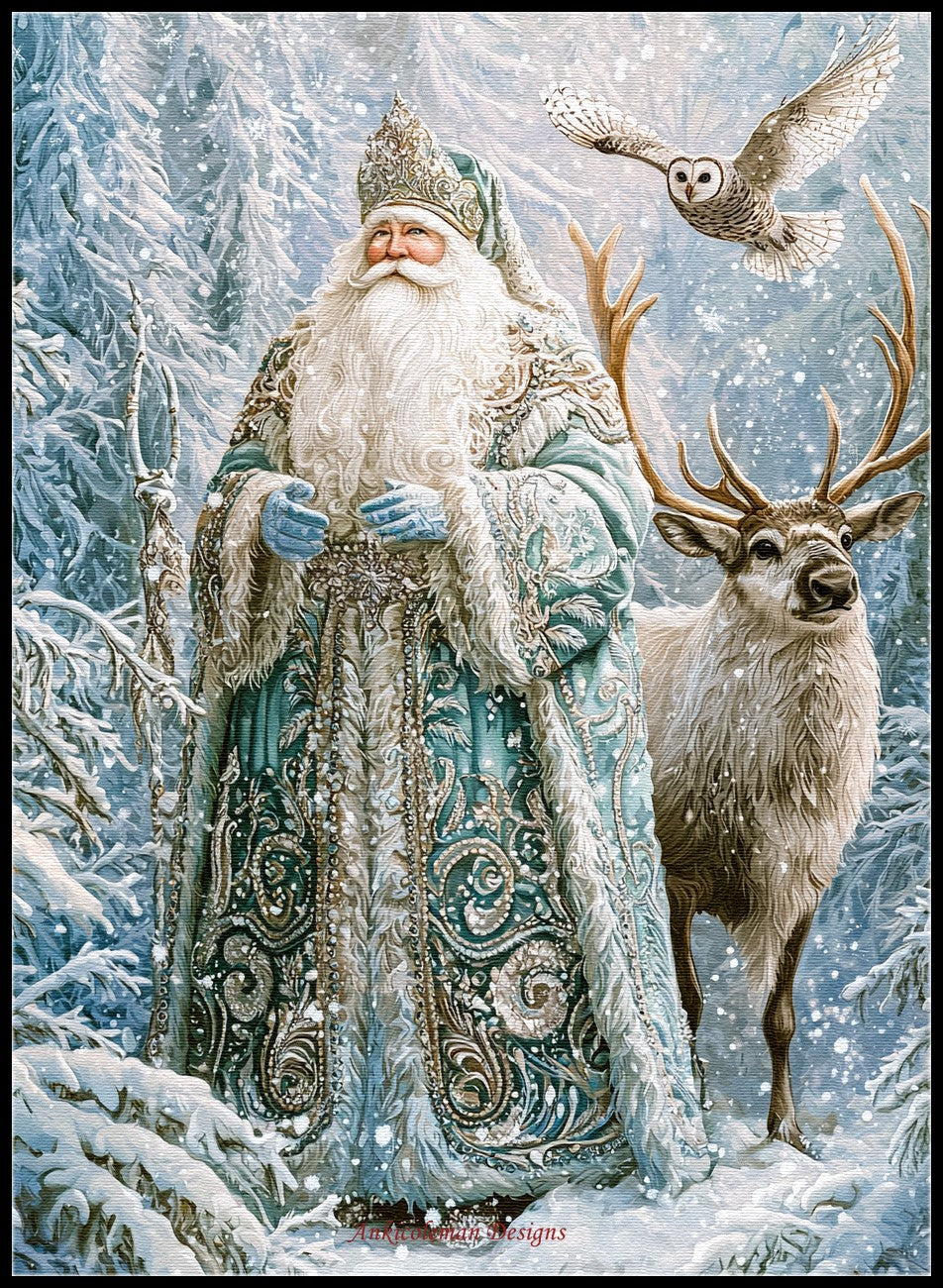 Santa Claus in the Snow 3 - Counted Cross Stitch Patterns Embroidery Crafts Needlework DIY Chart DMC Color