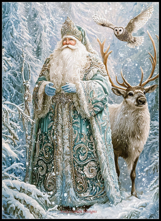 Santa Claus in the Snow 3 - Counted Cross Stitch Patterns Embroidery Crafts Needlework DIY Chart DMC Color