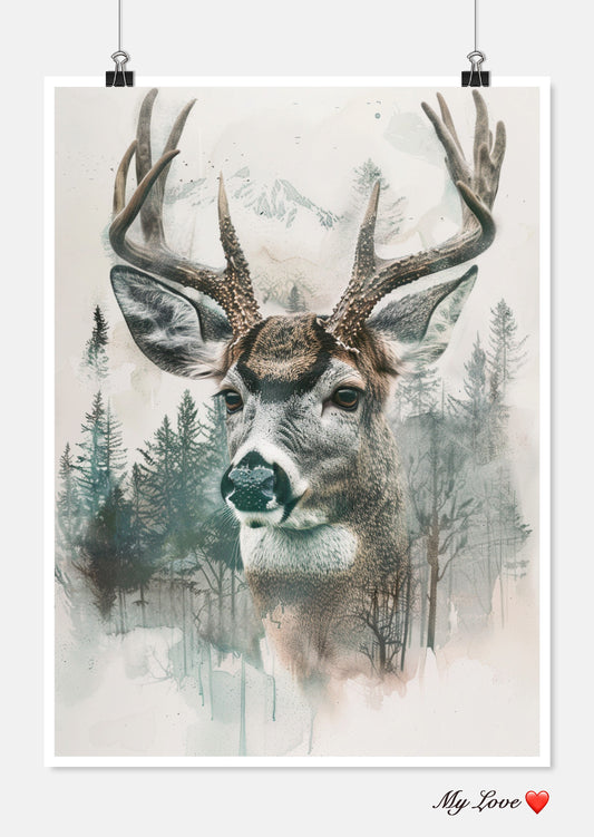 Abstract White Tail Deer - Counted Cross Stitch Patterns Embroidery Crafts Needlework DIY Chart DMC Color