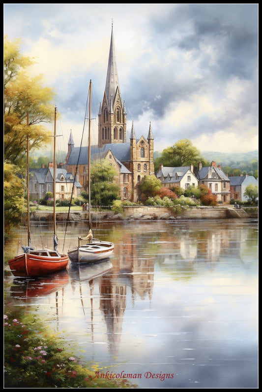 Ballina on the River - Counted Cross Stitch Patterns Embroidery Crafts Needlework DIY Chart DMC Color