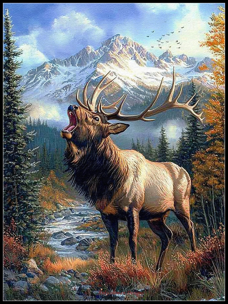 A Majestic Elk 2 - Counted Cross Stitch Patterns Embroidery Crafts Needlework DIY Chart DMC Color