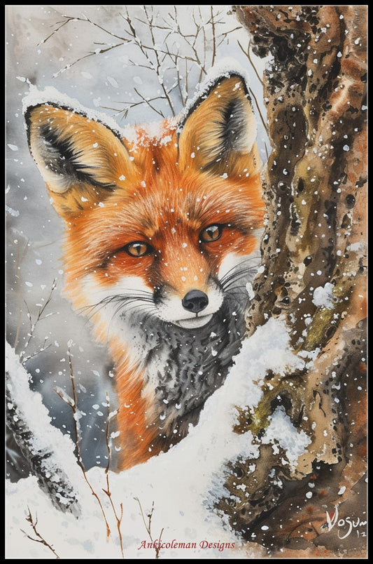 Snowy Fox Cub - Counted Cross Stitch Patterns Embroidery Crafts Needlework DIY Chart DMC Color