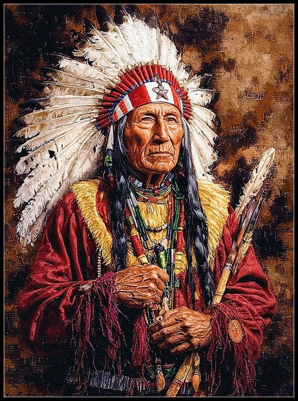 Chief of the Rosebud 2 - Counted Cross Stitch Patterns Embroidery Crafts Needlework DIY Chart DMC Color