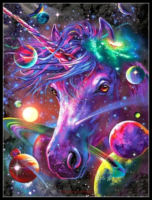 Space Unicorn - Counted Cross Stitch Patterns Embroidery Crafts Needlework DIY Chart DMC Color