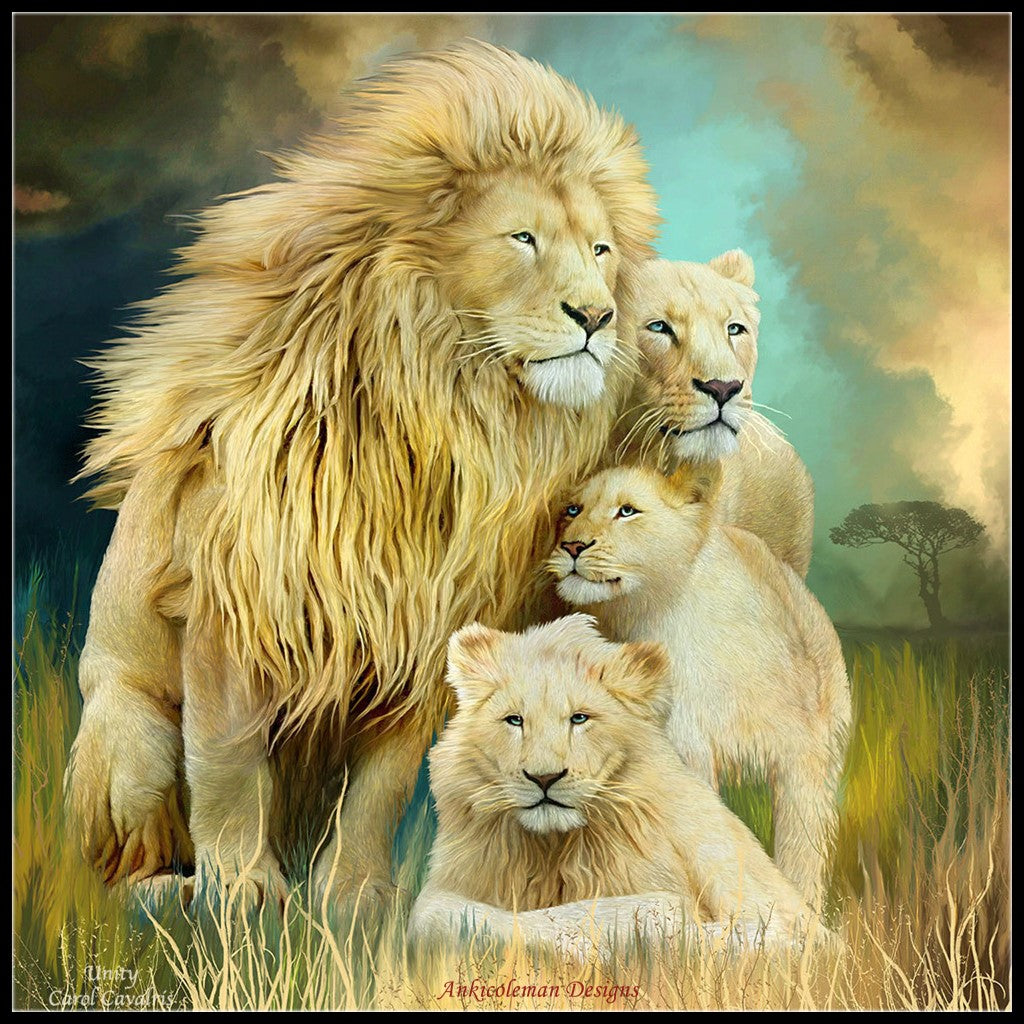 Lion Family 2 - Counted Cross Stitch Patterns Embroidery Crafts Needlework DIY Chart DMC Color
