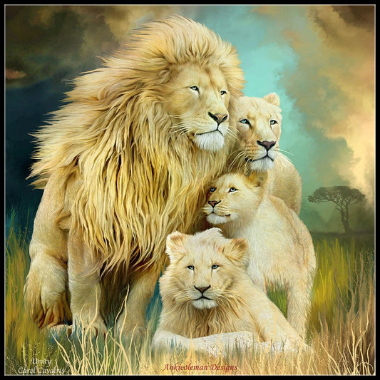 Lion Family 2 - Counted Cross Stitch Patterns Embroidery Crafts Needlework DIY Chart DMC Color