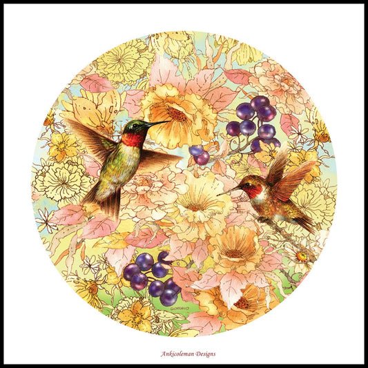 Hummingbirds and Berries - Counted Cross Stitch Patterns Embroidery Crafts Needlework DIY Chart DMC Color