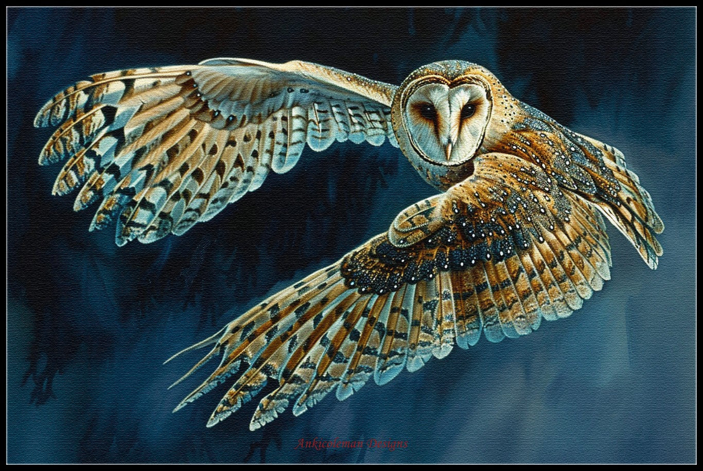 Barn Owl in Flight - Counted Cross Stitch Patterns Embroidery Crafts Needlework DIY Chart DMC Color