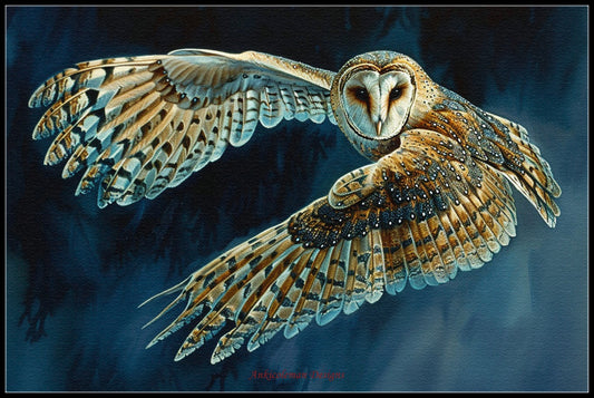 Barn Owl in Flight - Counted Cross Stitch Patterns Embroidery Crafts Needlework DIY Chart DMC Color