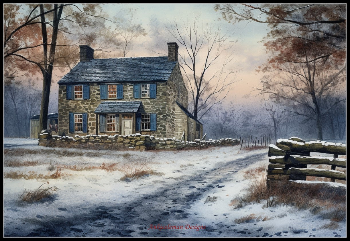 Winter at Valley - Counted Cross Stitch Patterns Embroidery Crafts Needlework DIY Chart DMC Color