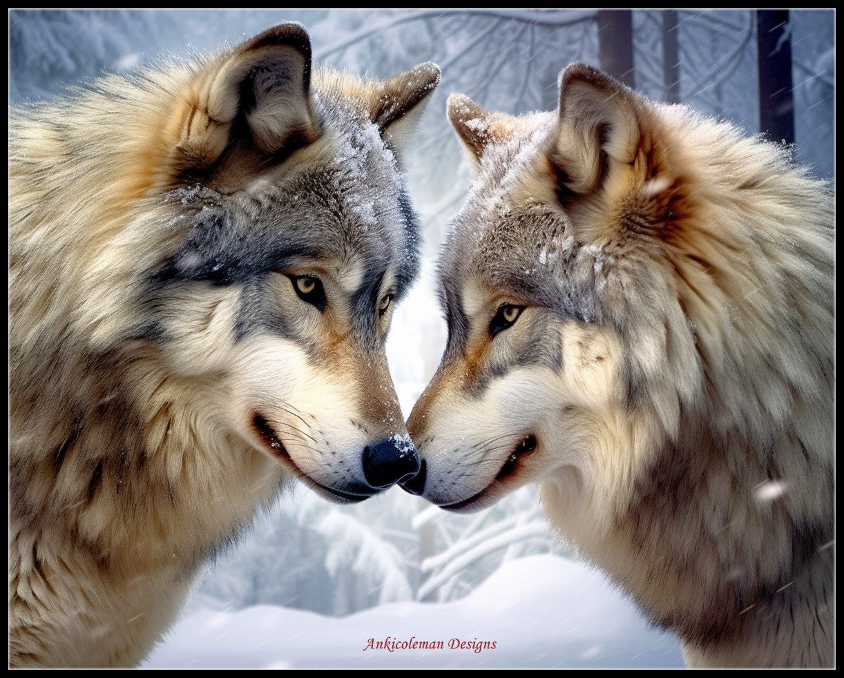 Wolves Kiss 2 - Counted Cross Stitch Patterns Embroidery Crafts Needlework DIY Chart DMC Color