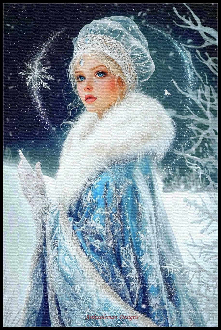Snow Princess 2 - Counted Cross Stitch Patterns Embroidery Crafts Needlework DIY Chart DMC Color