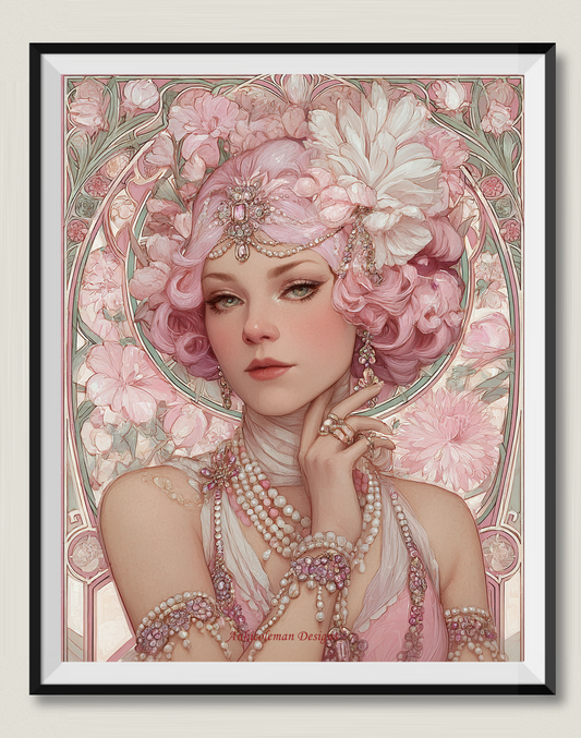 Art Deco Lady 49 - Counted Cross Stitch Patterns Embroidery Crafts Needlework DIY Chart DMC Color