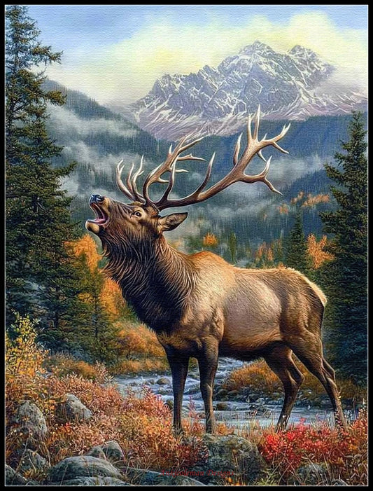 A Majestic Elk 3 - Counted Cross Stitch Patterns Embroidery Crafts Needlework DIY Chart DMC Color