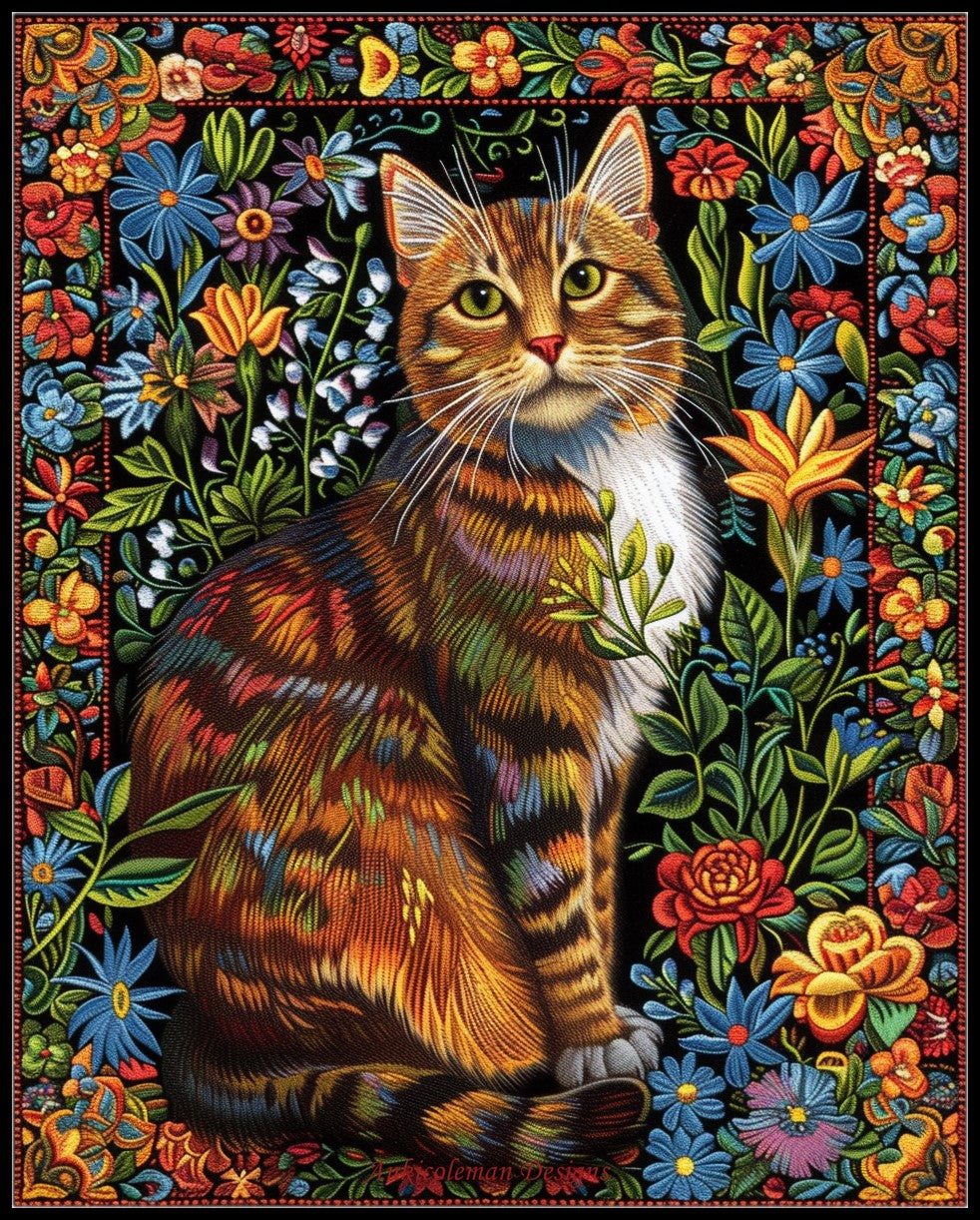 Tapestry Cat 2 - Counted Cross Stitch Patterns Embroidery Crafts Needlework DIY Chart DMC Color