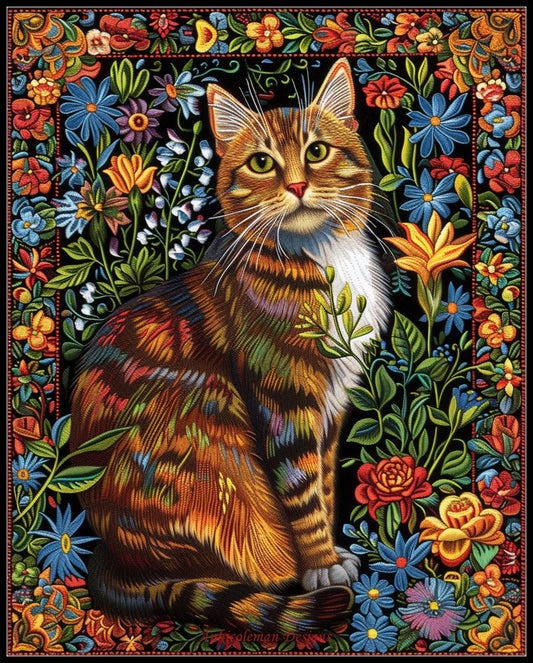 Tapestry Cat 2 - Counted Cross Stitch Patterns Embroidery Crafts Needlework DIY Chart DMC Color