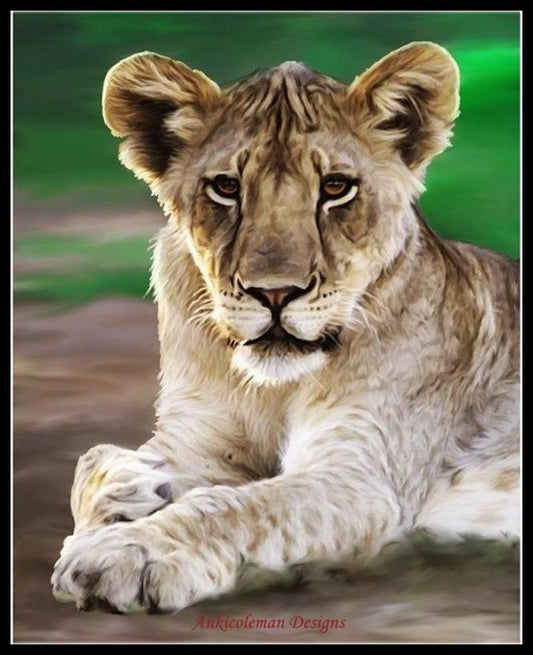 Portrait of Female Lion - Counted Cross Stitch Patterns Embroidery Crafts Needlework DIY Chart DMC Color