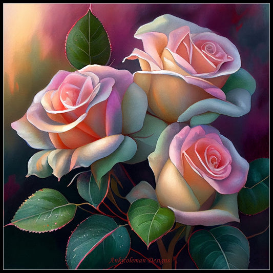 Pink Roses Collection 1 - Counted Cross Stitch Patterns Embroidery Crafts Needlework DIY Chart DMC Color