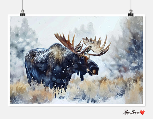 Yellowstone Moose - Counted Cross Stitch Patterns Embroidery Crafts Needlework DIY Chart DMC Color