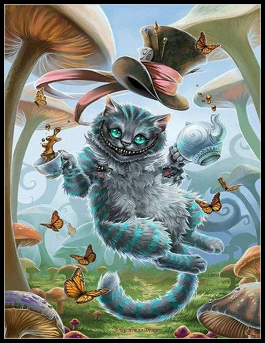 Mushroom Cat - Counted Cross Stitch Patterns Embroidery Crafts Needlework DIY Chart DMC Color