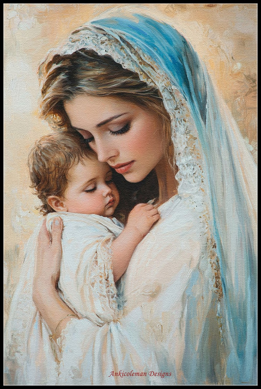 Mary Baby Jesus 2 - Counted Cross Stitch Patterns Embroidery Crafts Needlework DIY Chart DMC Color