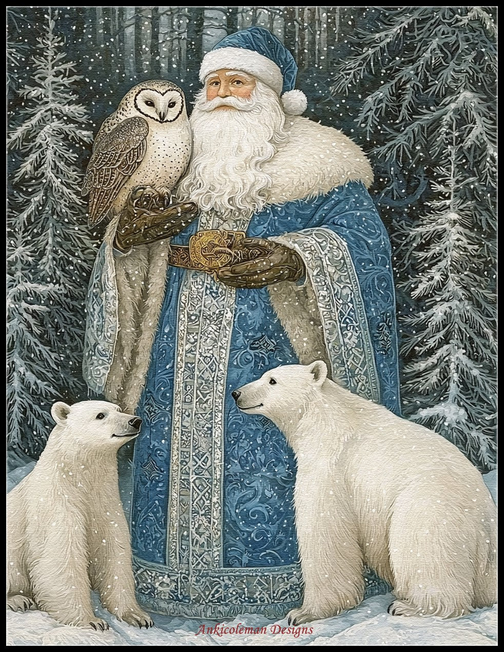 Arctic Santa Claus 19 - Counted Cross Stitch Patterns Embroidery Crafts Needlework DIY Chart DMC Color
