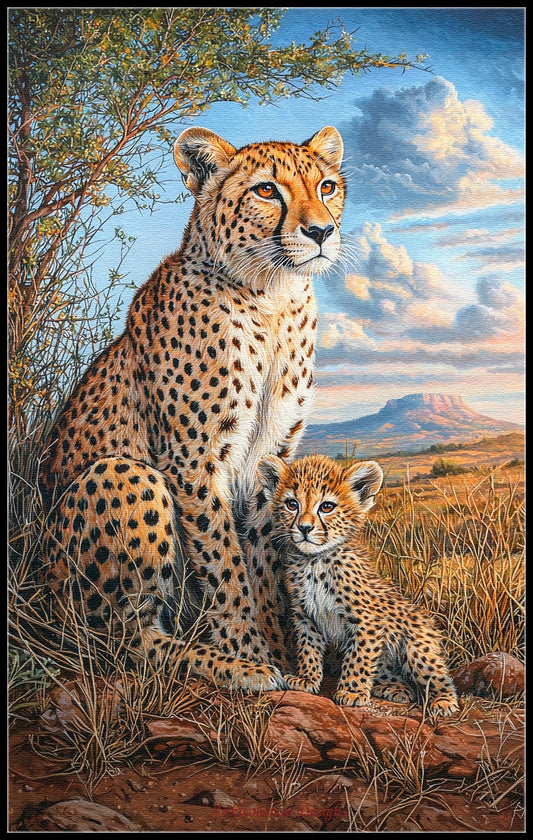 Mother and Cub 1 - Counted Cross Stitch Patterns Embroidery Crafts Needlework DIY Chart DMC Color