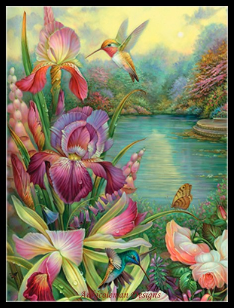 Hummingbird Bouquet 3 - Counted Cross Stitch Patterns Embroidery Crafts Needlework DIY Chart DMC Color