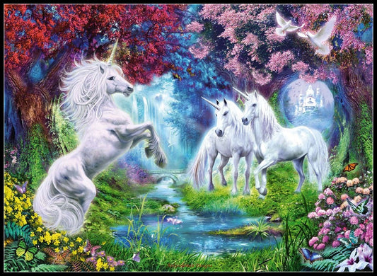 Unicorns 4 - Counted Cross Stitch Patterns Embroidery Crafts Needlework DIY Chart DMC Color