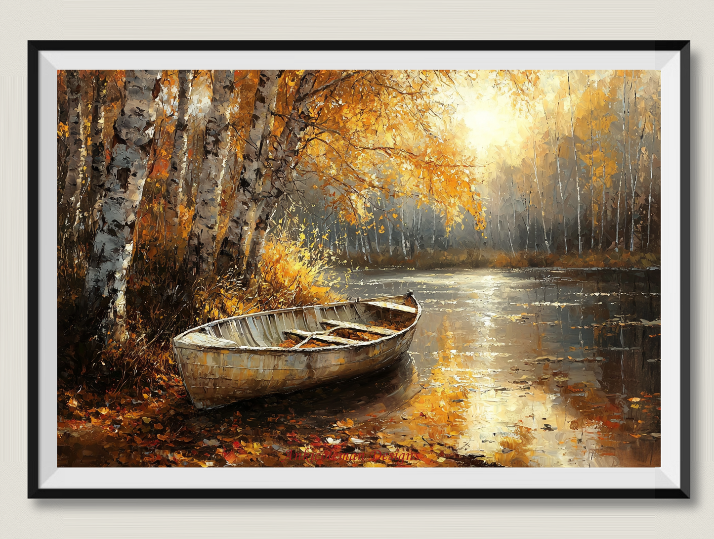 Small Boat on the River Bank - Counted Cross Stitch Patterns Embroidery Crafts Needlework DIY Chart DMC Color