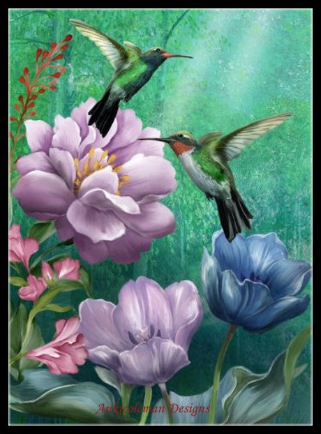 Hummingbird Garden I - Counted Cross Stitch Patterns Embroidery Crafts Needlework DIY Chart DMC Color