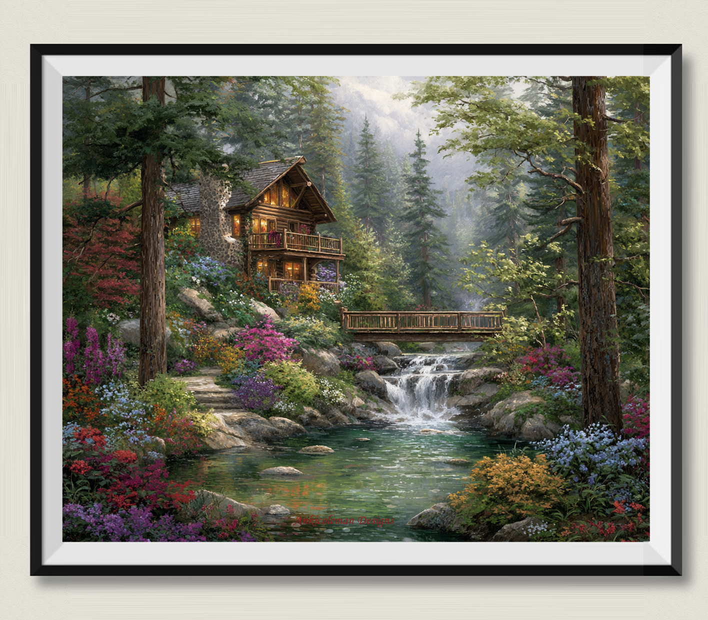 The Cabin Beyond the Bridge - Counted Cross Stitch Patterns Embroidery Crafts Needlework DIY Chart DMC Color