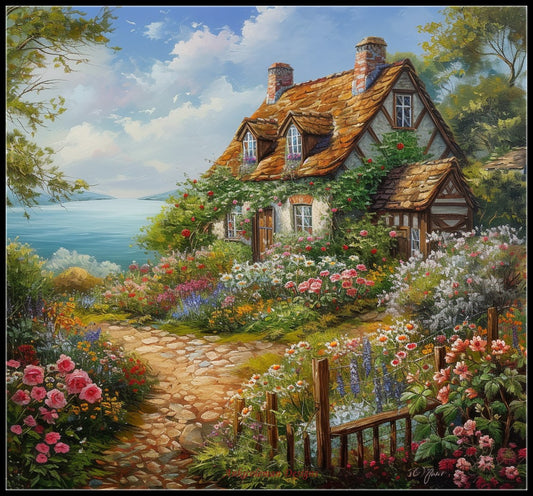 Ocean Breeze Cottage 1 - Counted Cross Stitch Patterns Embroidery Crafts Needlework DIY Chart DMC Color
