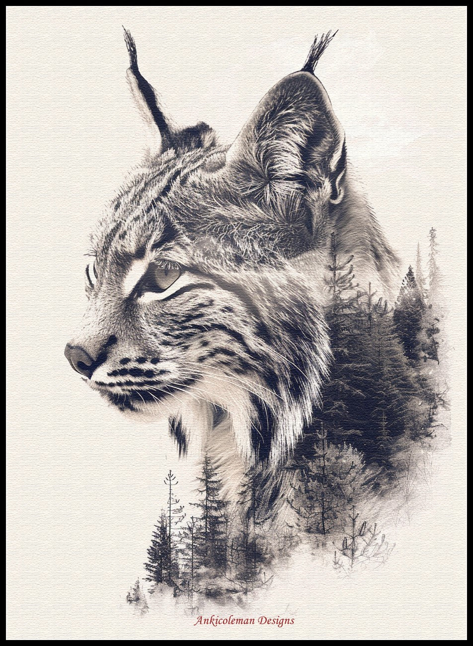 Abstract Bobcat - Counted Cross Stitch Patterns Embroidery Crafts Needlework DIY Chart DMC Color