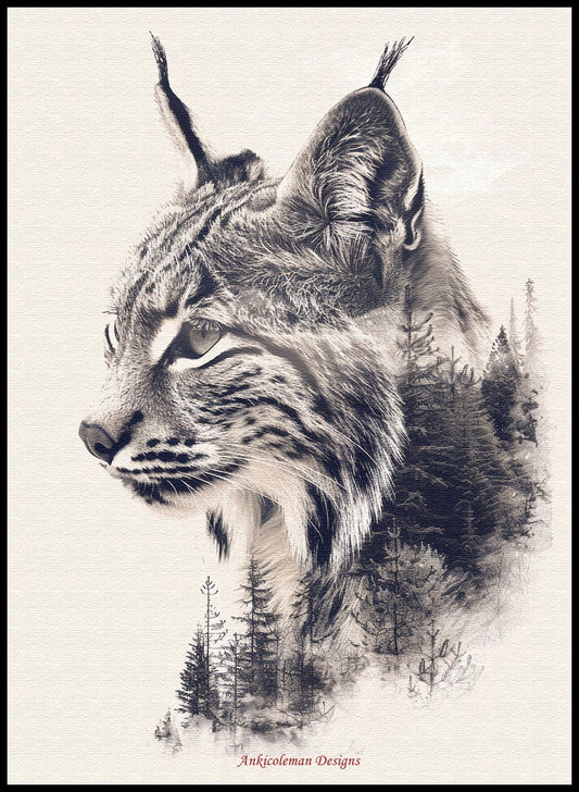 Abstract Bobcat - Counted Cross Stitch Patterns Embroidery Crafts Needlework DIY Chart DMC Color