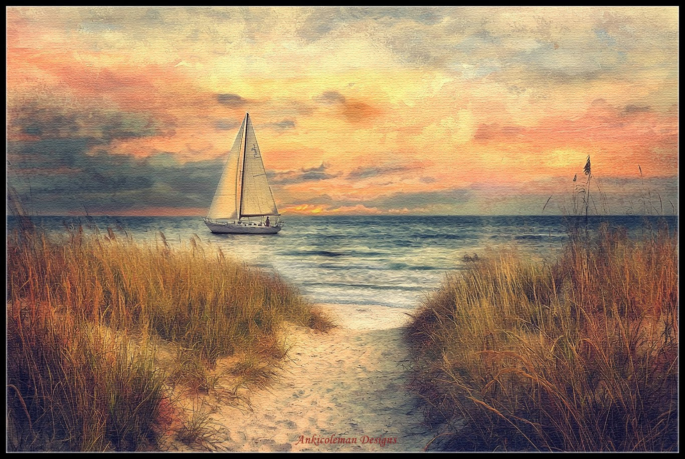 Sunset Serenity by the Shore 2 - Counted Cross Stitch Patterns Embroidery Crafts Needlework DIY Chart DMC Color
