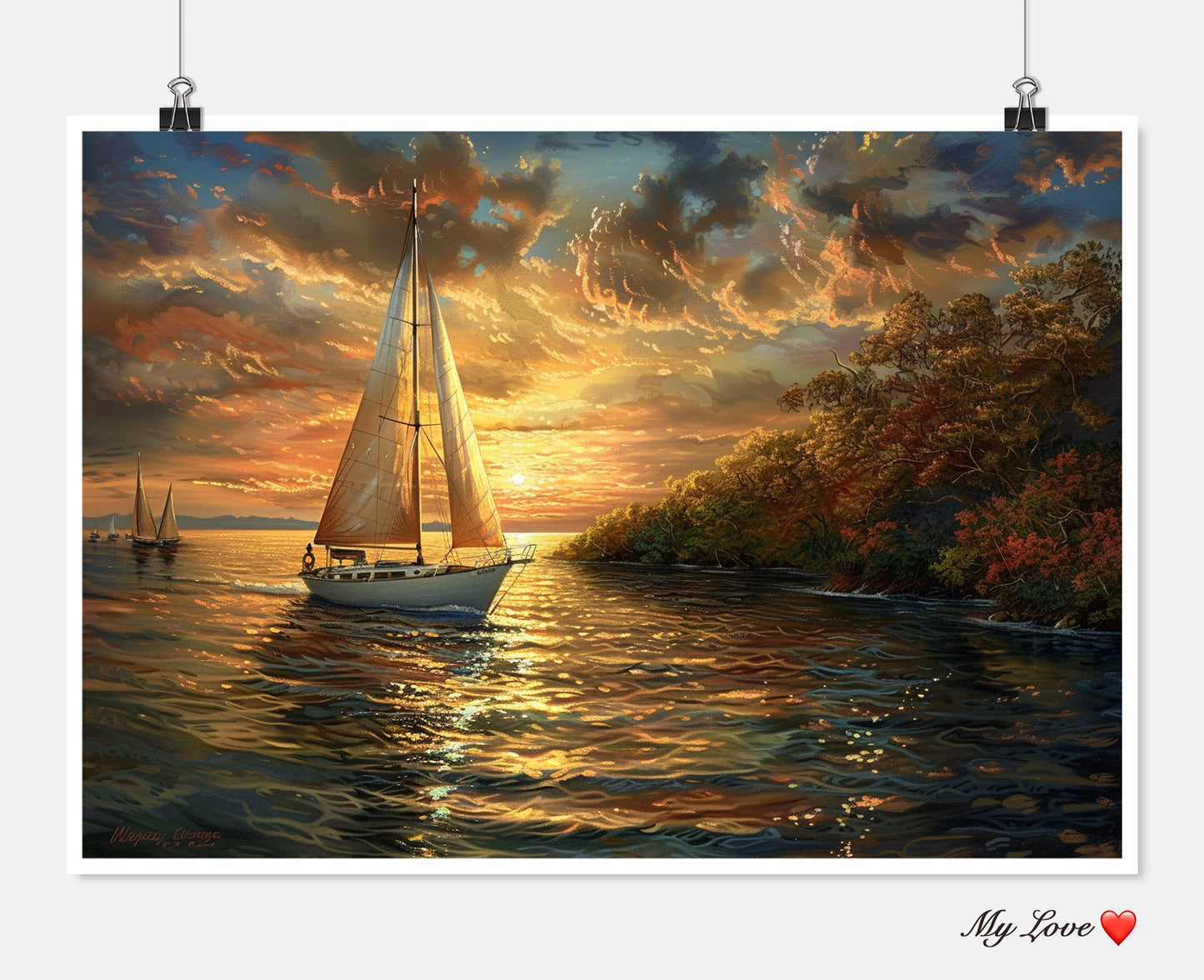 Yacht at Sunset - Counted Cross Stitch Patterns Embroidery Crafts Needlework DIY Chart DMC Color