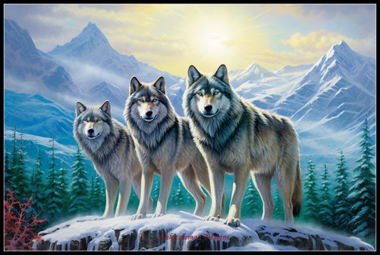 Wolves in the Wilderness - Counted Cross Stitch Patterns Embroidery Crafts Needlework DIY Chart DMC Color